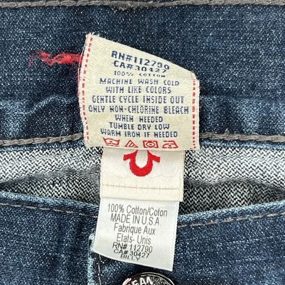 True Religion Men's Dark Wash Blue Straight Denim Section Billy Size 38